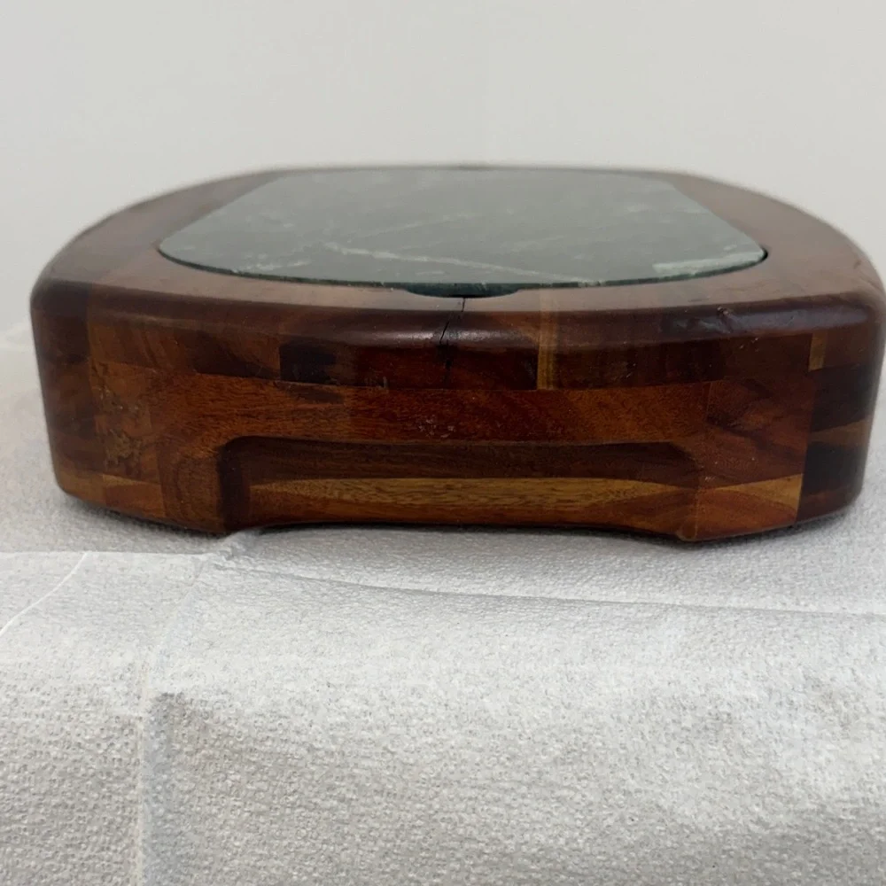 Elegant Hampton Forges Wooden Cheese Tray with Marble Inlay and Storage Drawer